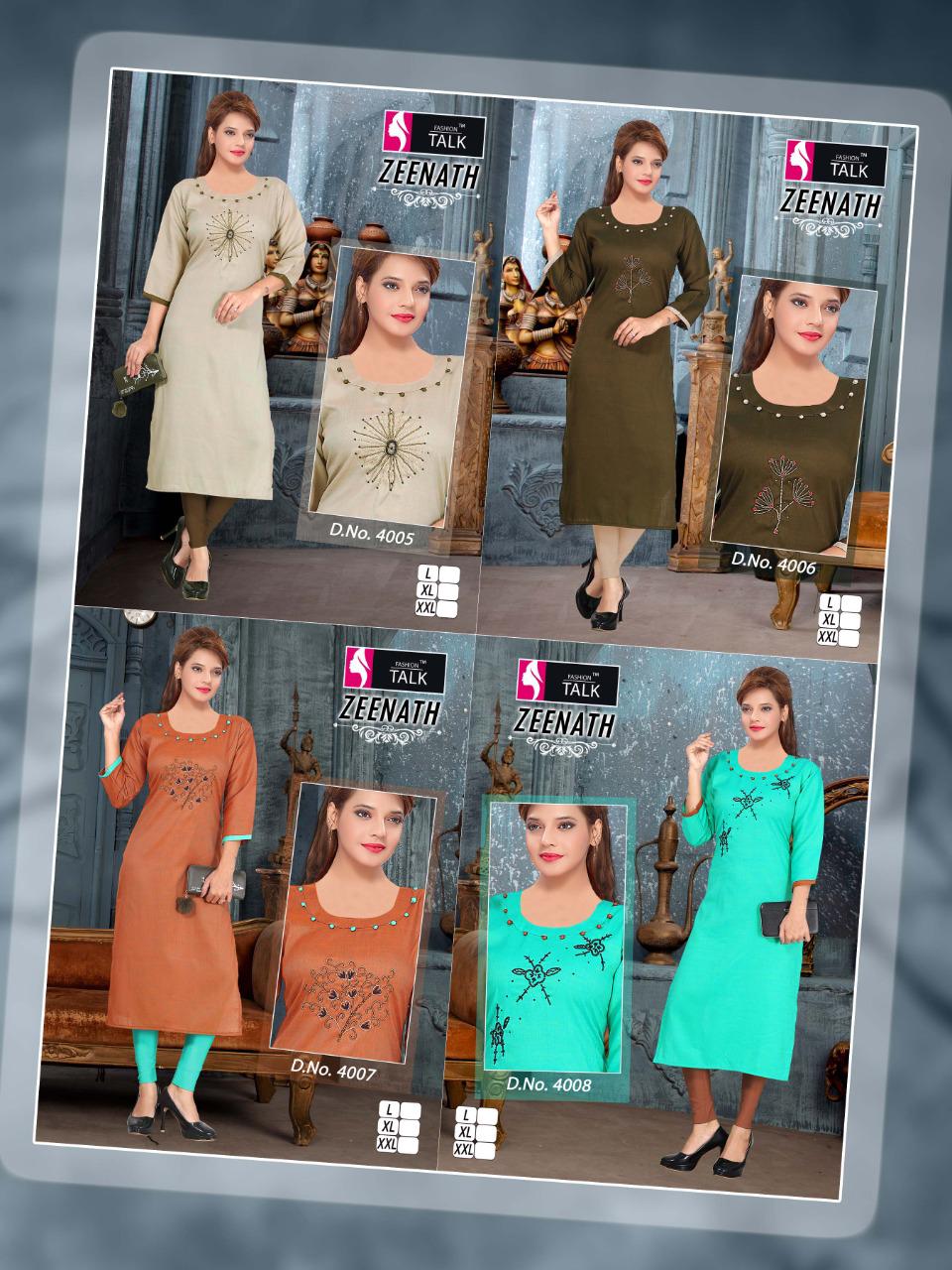 Ft Zeenath Fancy Regular Wear Rayon Handwork Designer Kurtis Collection
